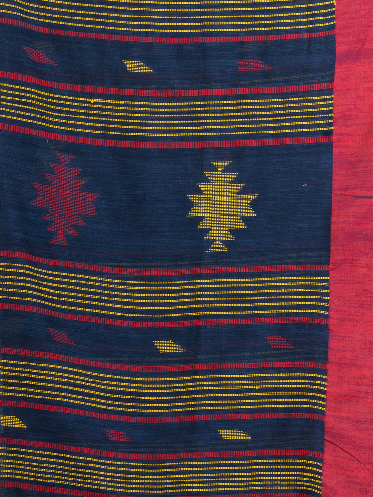 Women's Navy Blue Handwoven Cotton Jamdani handloom Saree