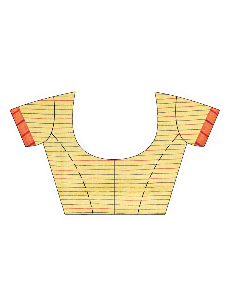 Women's Yollow Handwoven Cotton Stipe handloom Saree