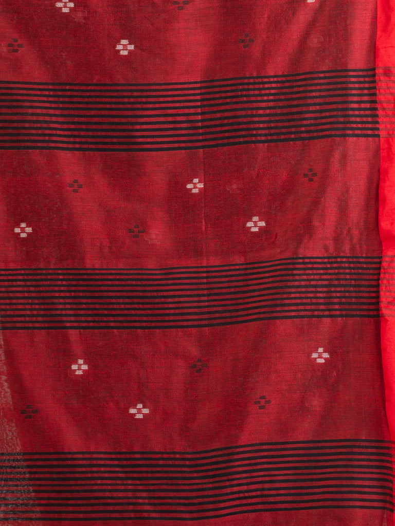 Women's Black Handwoven Cotton Jamdani handloom Saree