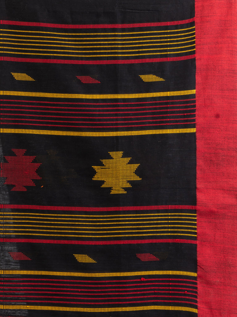 Women's Black Handwoven Cotton Jamdani handloom Saree
