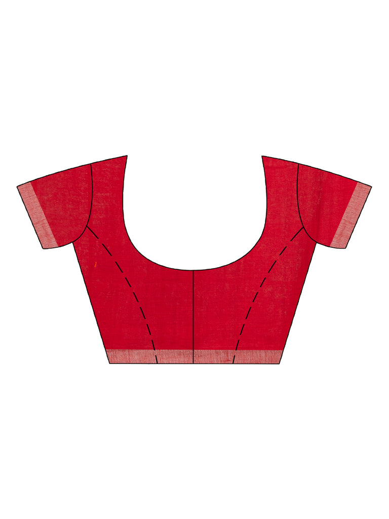 Women's Red Handwoven Cotton Jamdani handloom Saree