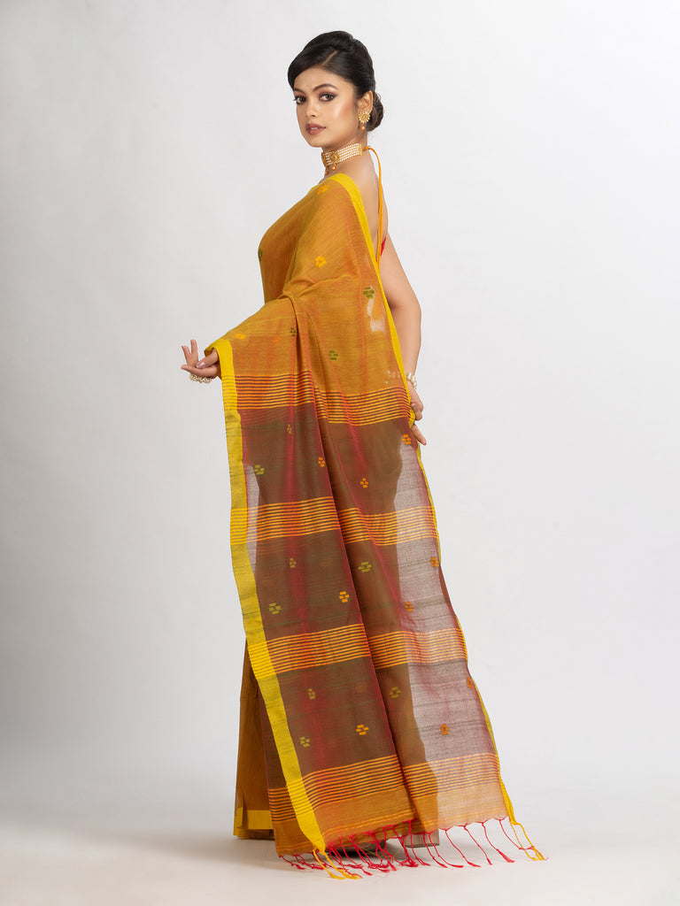 Women's Lemon Yollow Handwoven Cotton Jamdani handloom Saree