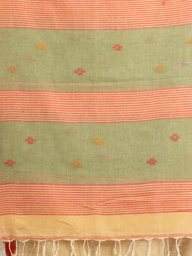 Women's Natural Tussar Colour Handwoven Cotton Jamdani handloom Saree
