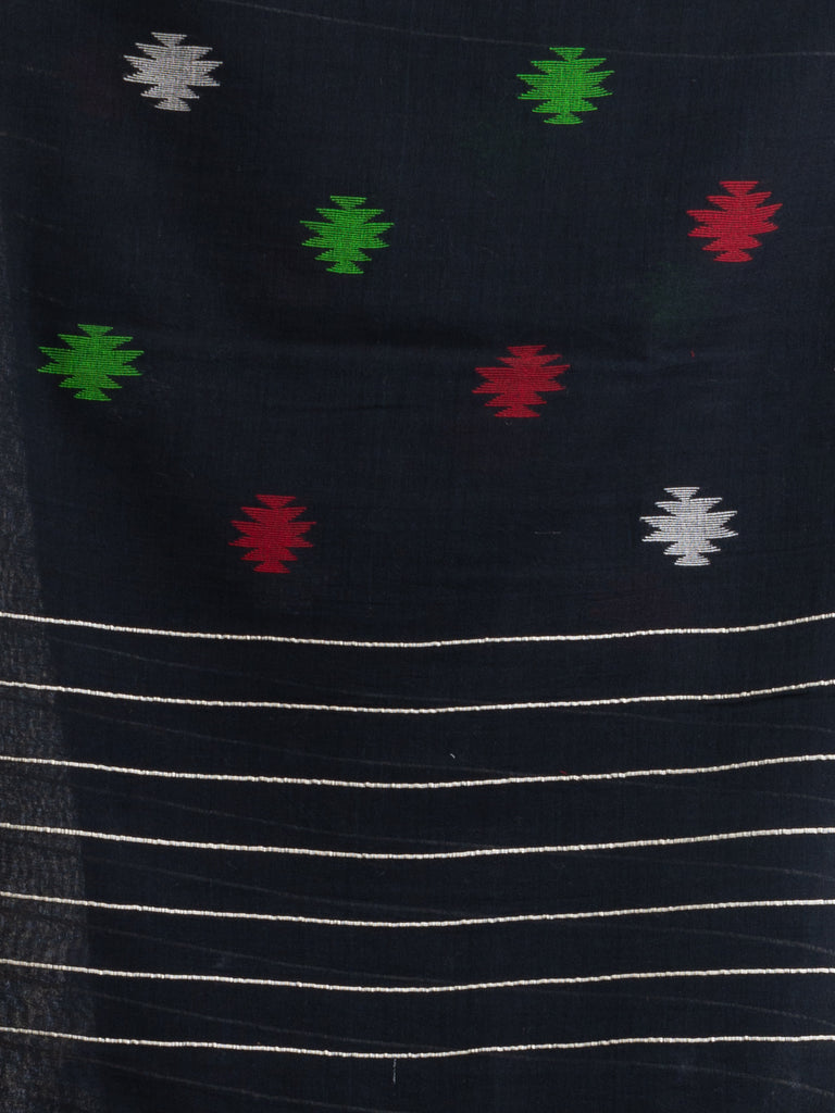 Women's Black Handwoven Cotton Jamdani handloom Saree