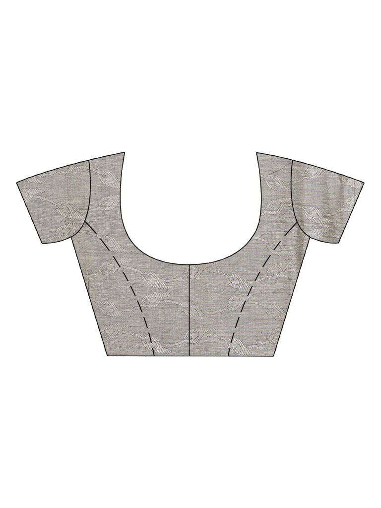 Women's Gray Cotton Jacquard handloom Saree