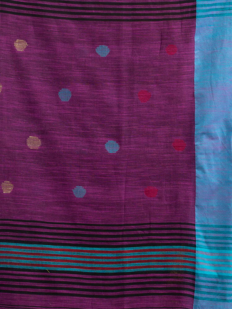 Women's Magenta all over ball Buti with Pallu in temple border handwoven saree