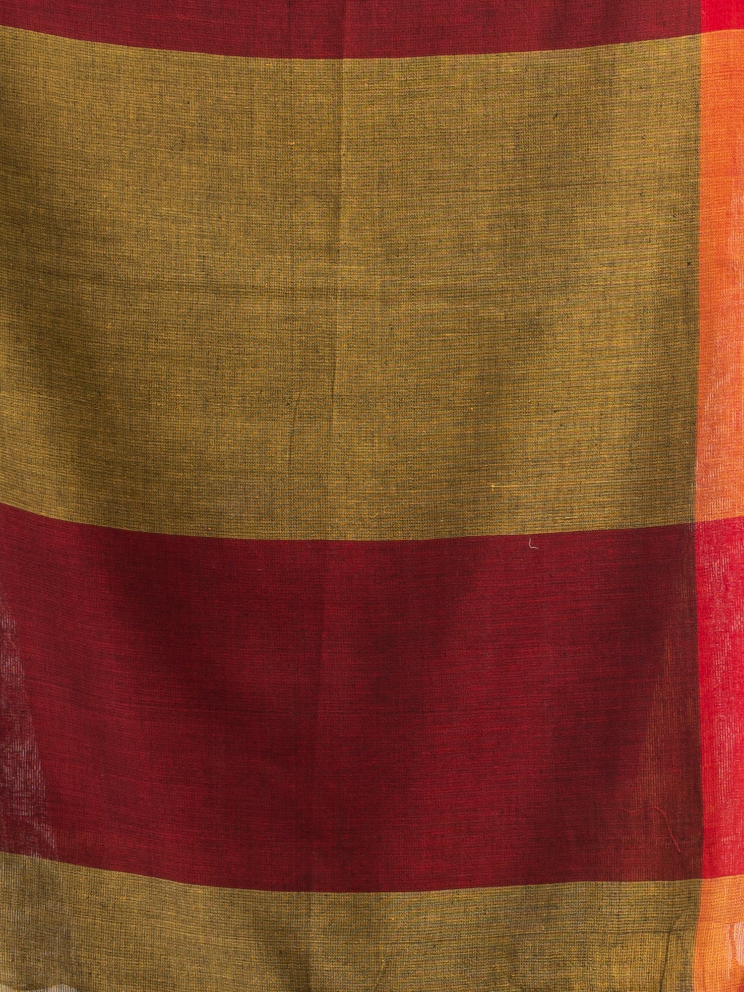 Women's Mastard moklin red border handwoven maslight saree - Angoshobha