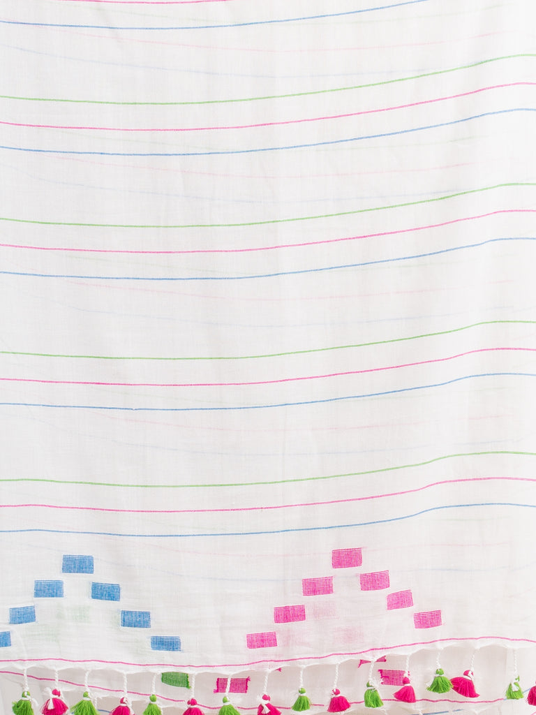 Women's White Handwoven Cotton Jamdani handloom Saree
