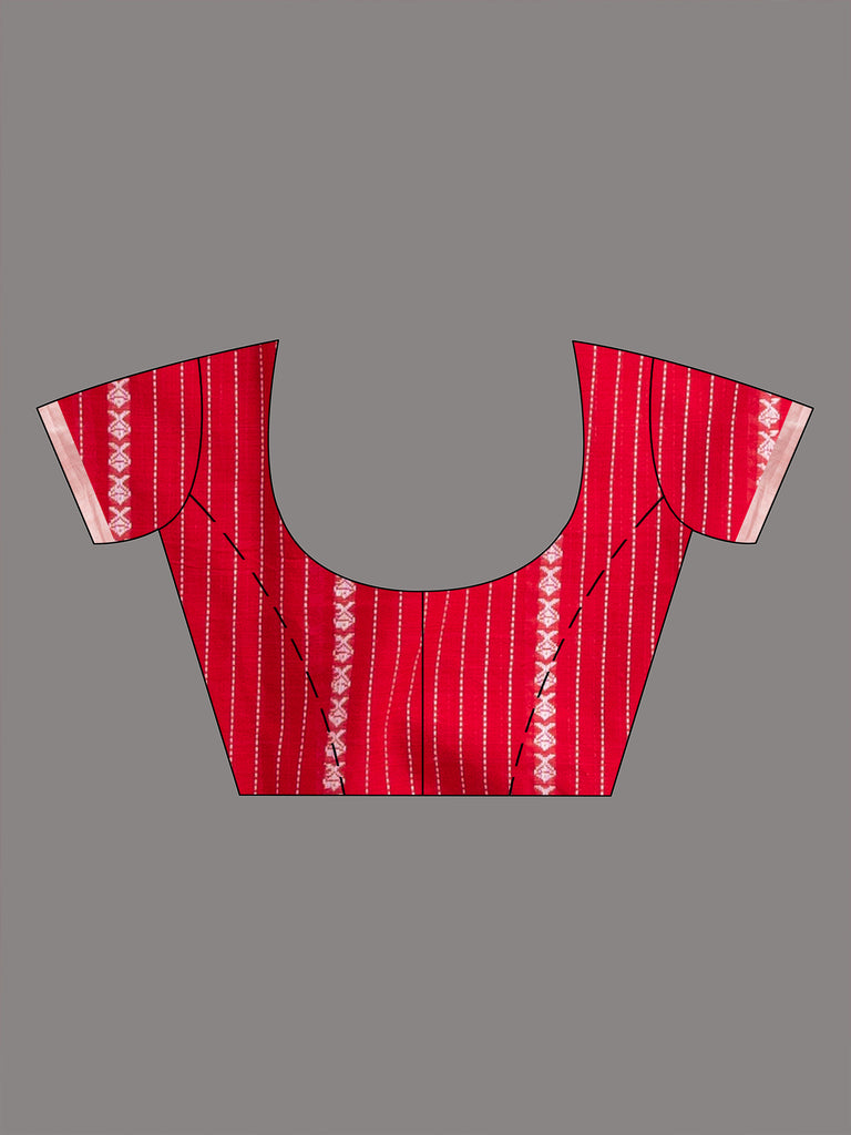 Women's Red all body small fish design with fish design pallu in solid border handwoven cotton saree