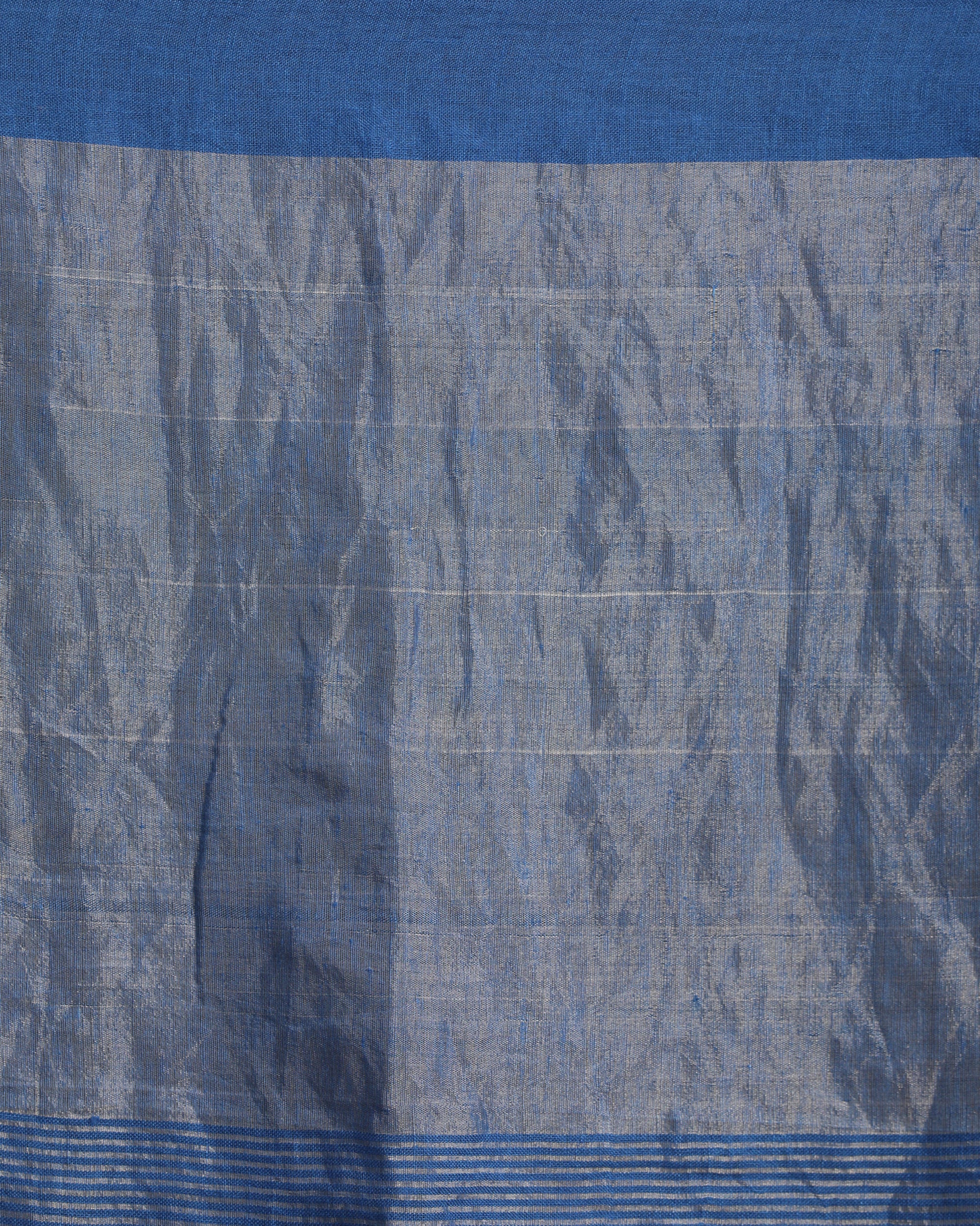 Women's Royel Blue Check Traditional Handloom Linen Saree - Angoshobha