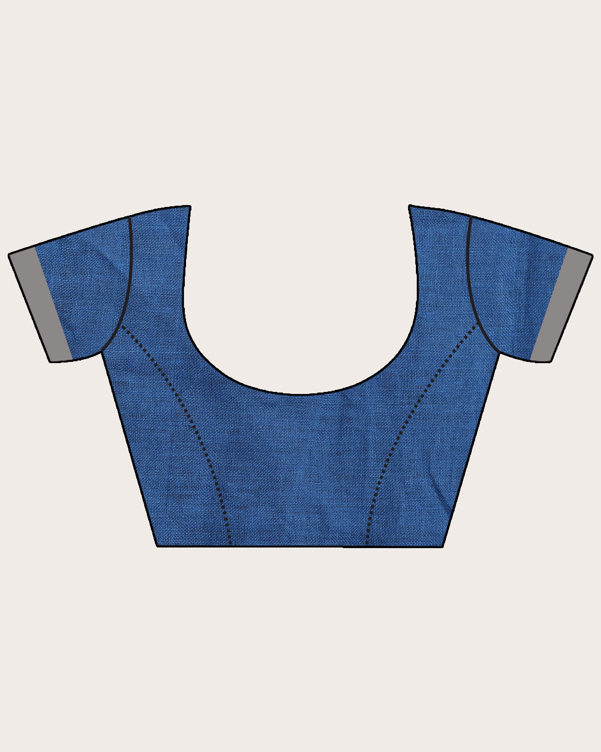 Women's Royel Blue Check Traditional Handloom Linen Saree - Angoshobha