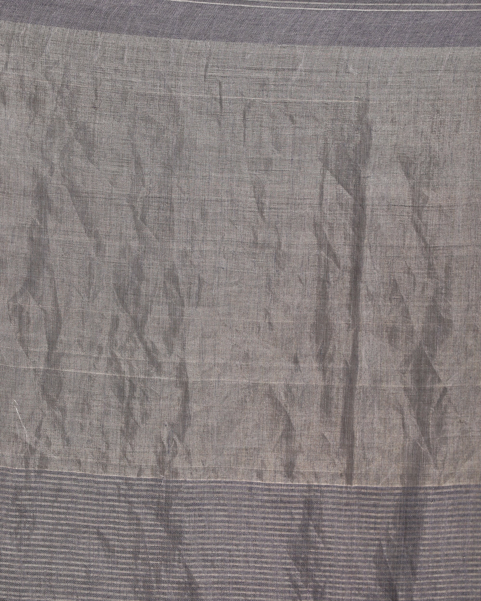 Women's Grey Blue Check Traditional Handloom Linen Saree - Angoshobha