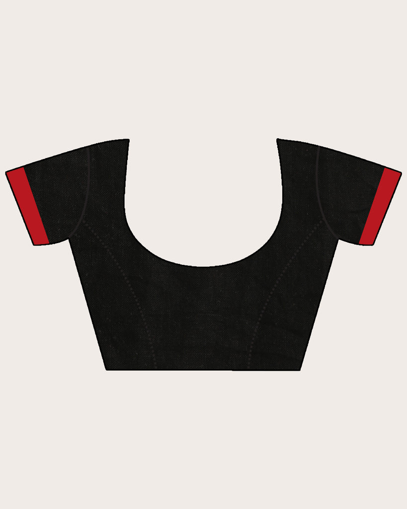 Women's Black Traditional Handloom Linen Jamdani Saree