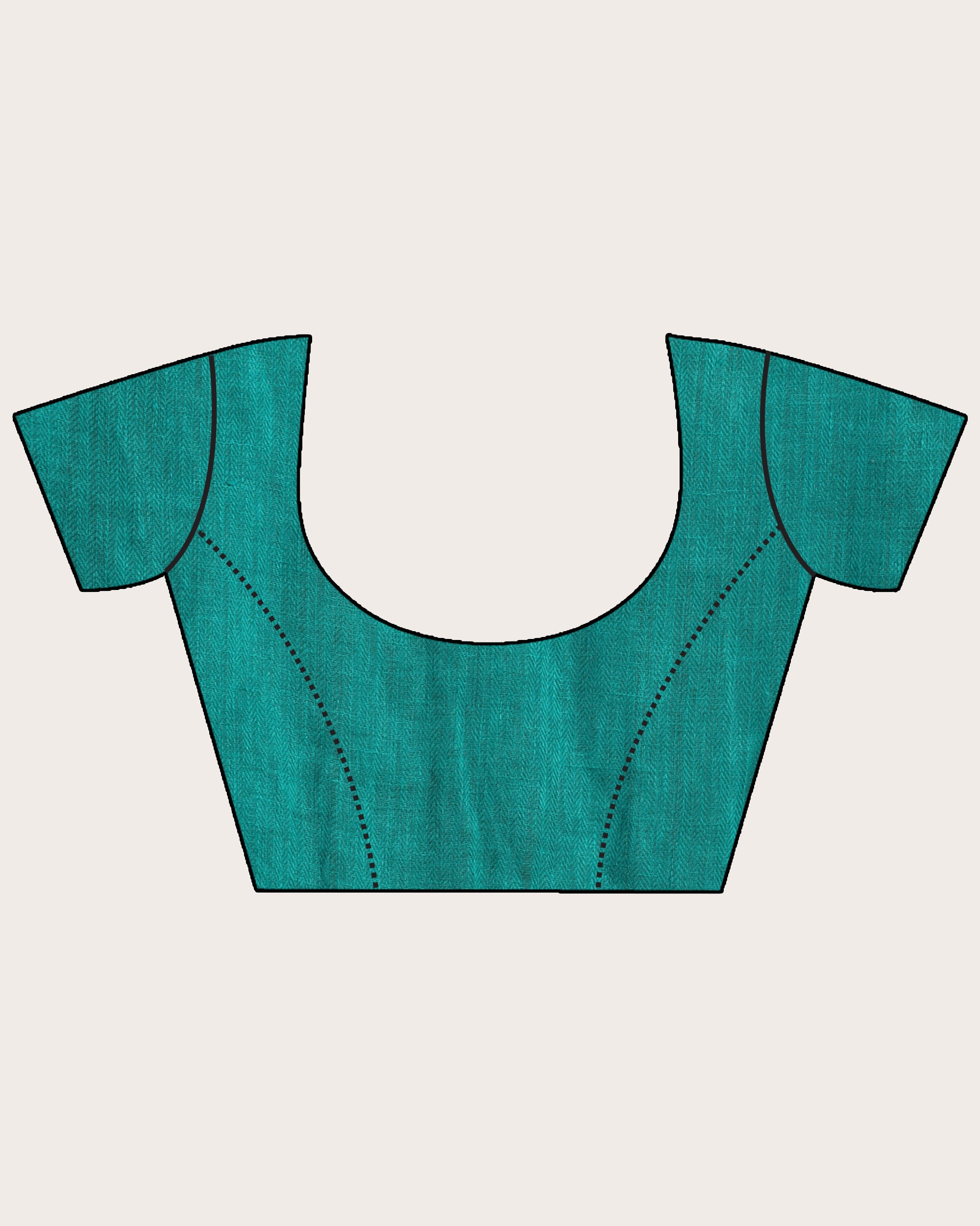 Women's Turquoise Traditional Handloom Linen Saree - Angoshobha
