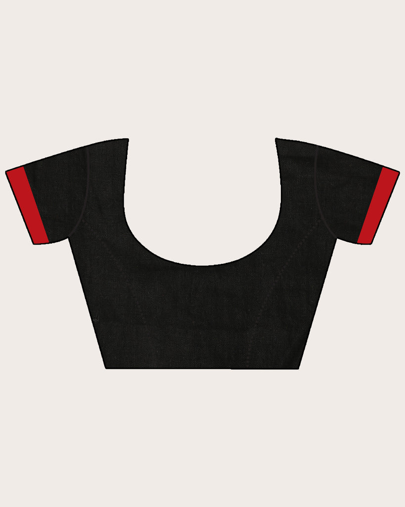 Women's Black Traditional Handloom Linen Jamdani Saree