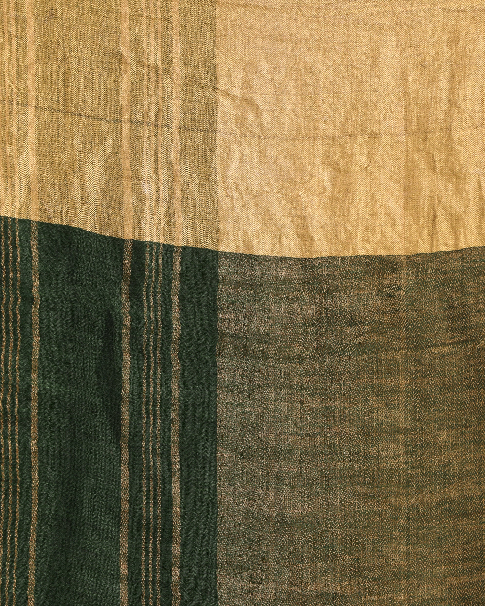 Women's Dark Greentraditional Handloom Linen Saree - Angoshobha