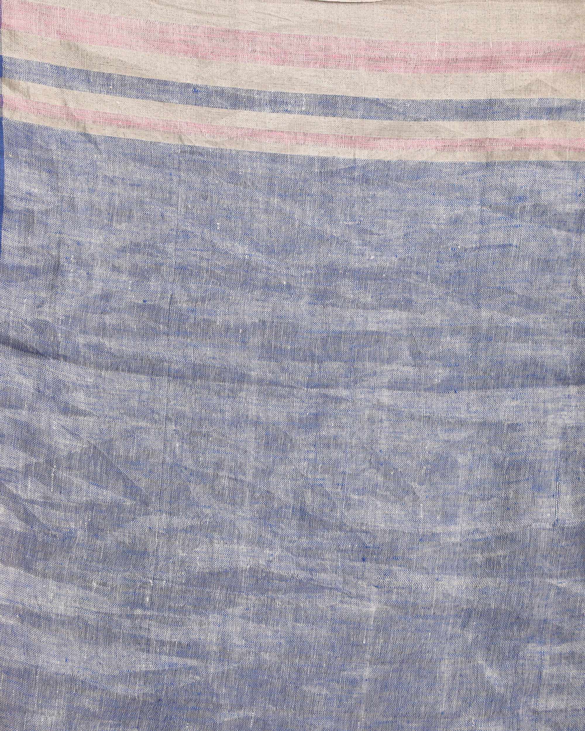 Women's Royel Blue Light Pink Traditional Handloom Linen Saree - Angoshobha