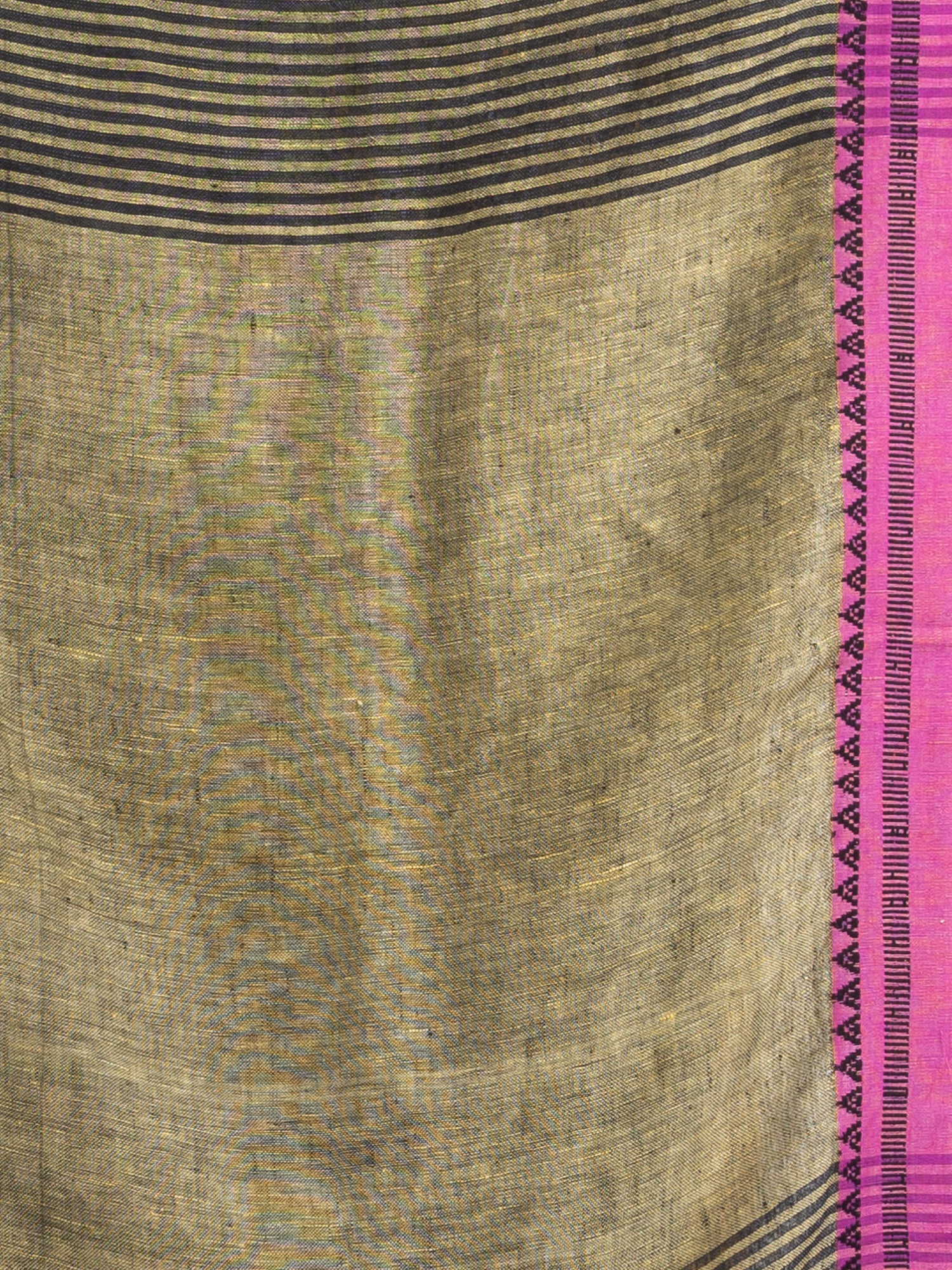 Women's Charcoal with Lemon yollow pallu in jacquard boeder handwoven linen saree - Angoshobha