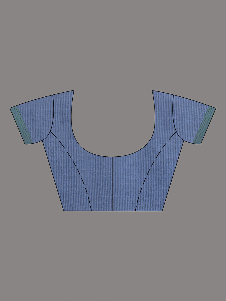 Women's Blue slate grey resham cotton kota check all over Buti jacquqrd Pallu handwoven saree