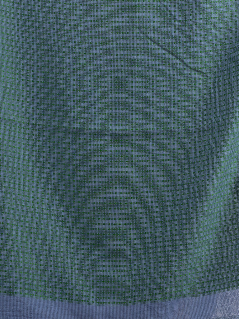 Women's Blue slate grey resham cotton kota check all over Buti jacquqrd Pallu handwoven saree