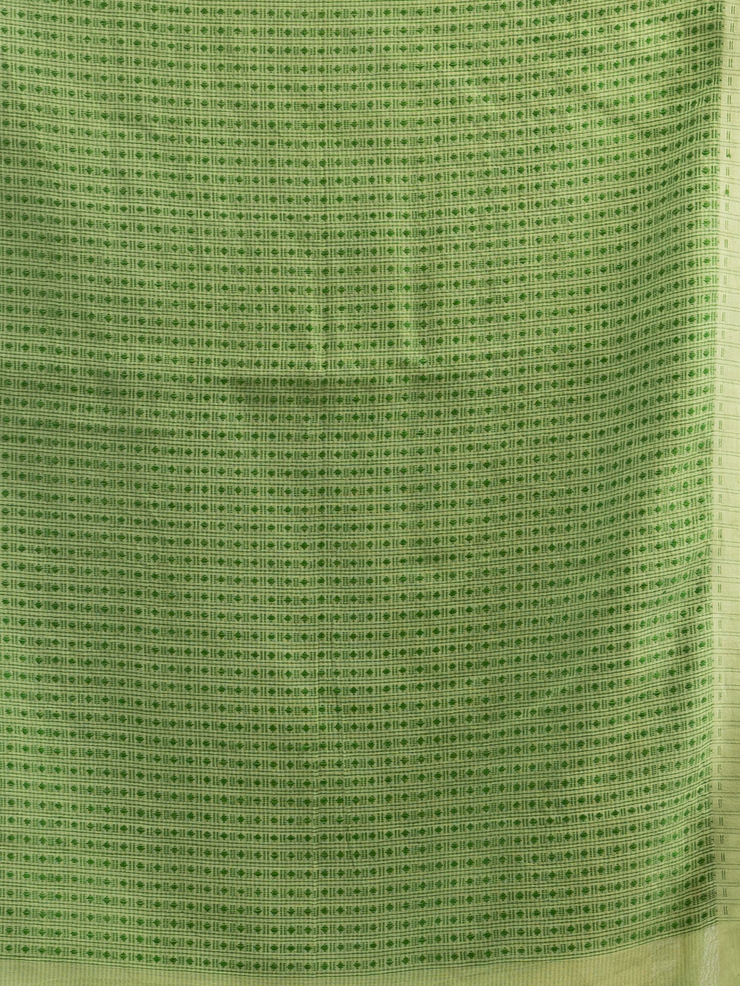 Women's Light Green resham cotton kota check all over Buti jacquqrd Pallu handwoven saree - Angoshobha