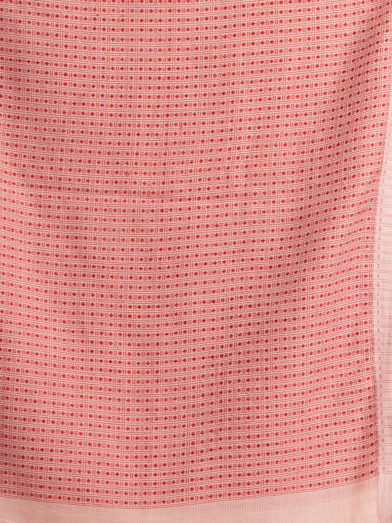 Women's Crystal pink resham cotton kota check all over Buti jacquqrd Pallu handwoven saree