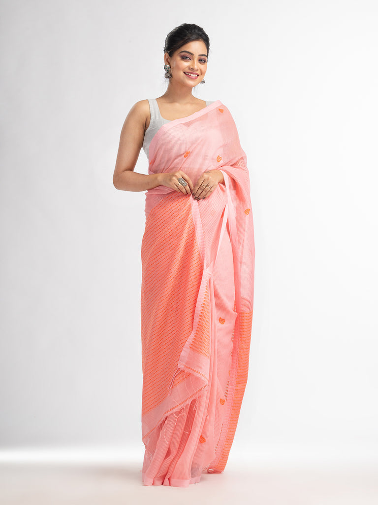 Women's Peachmod resham cotton kota check all over Buti jacquqrd Pallu handwoven saree