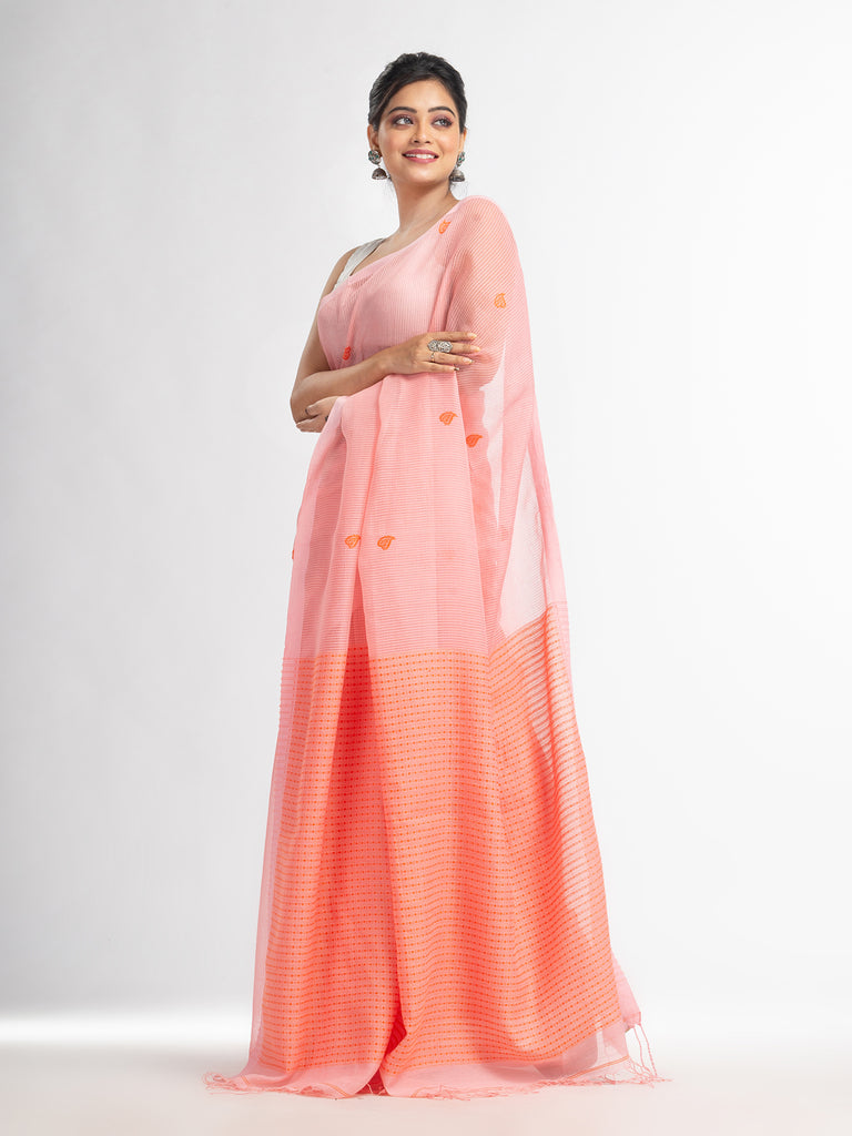 Women's Peachmod resham cotton kota check all over Buti jacquqrd Pallu handwoven saree