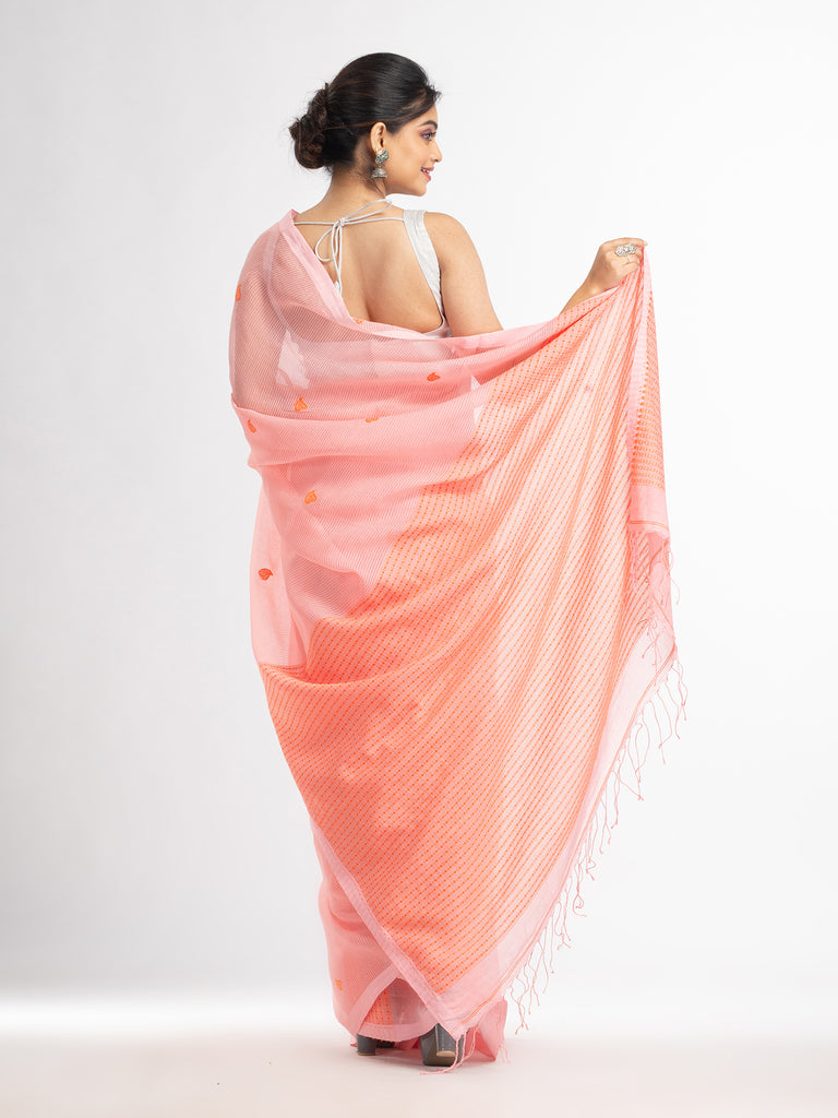 Women's Peachmod resham cotton kota check all over Buti jacquqrd Pallu handwoven saree