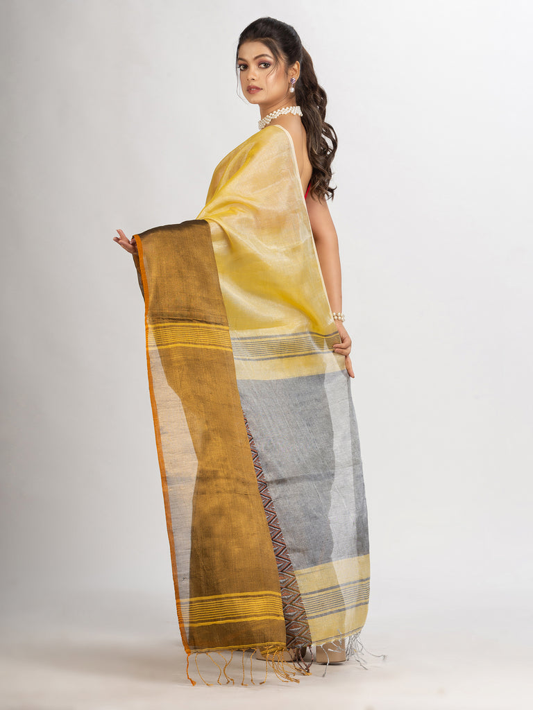 Women's Gold Jungle Zari Cotton Tissue Madhumani Jacquard handloom Saree