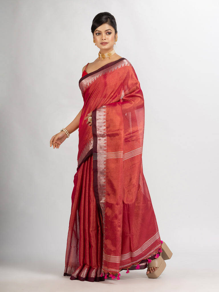 Women's Rani Zari Cotton Tissue Jacquard Border handloom Saree