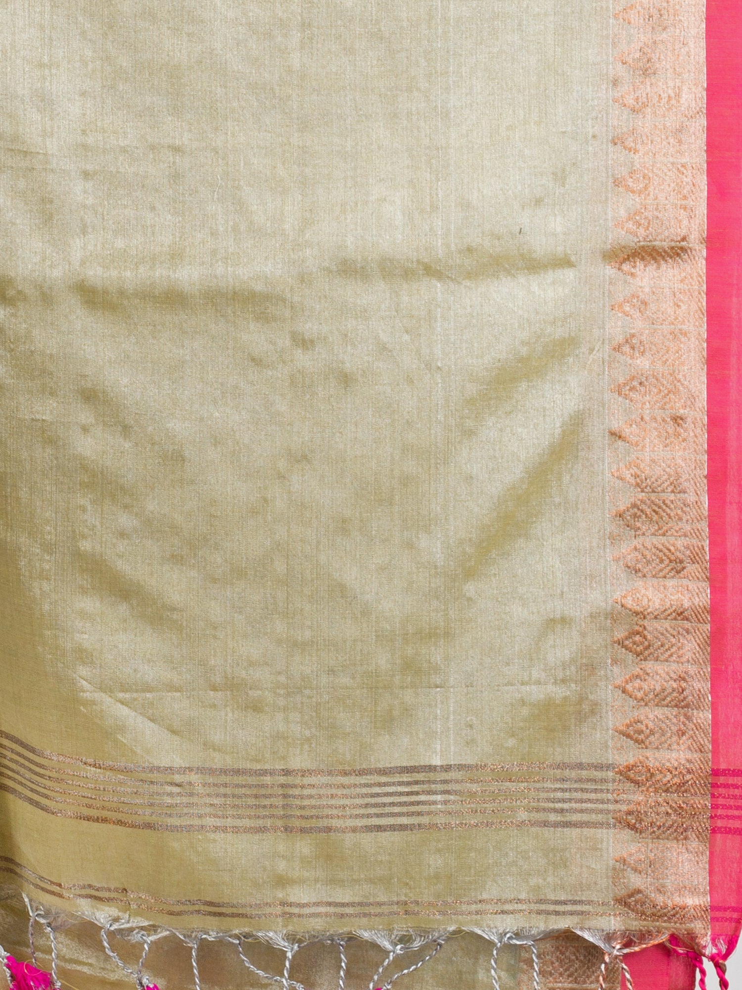 Women's Tasar Cream Zari Cotton Tissue Jacquard Border handloom Saree - Angoshobha