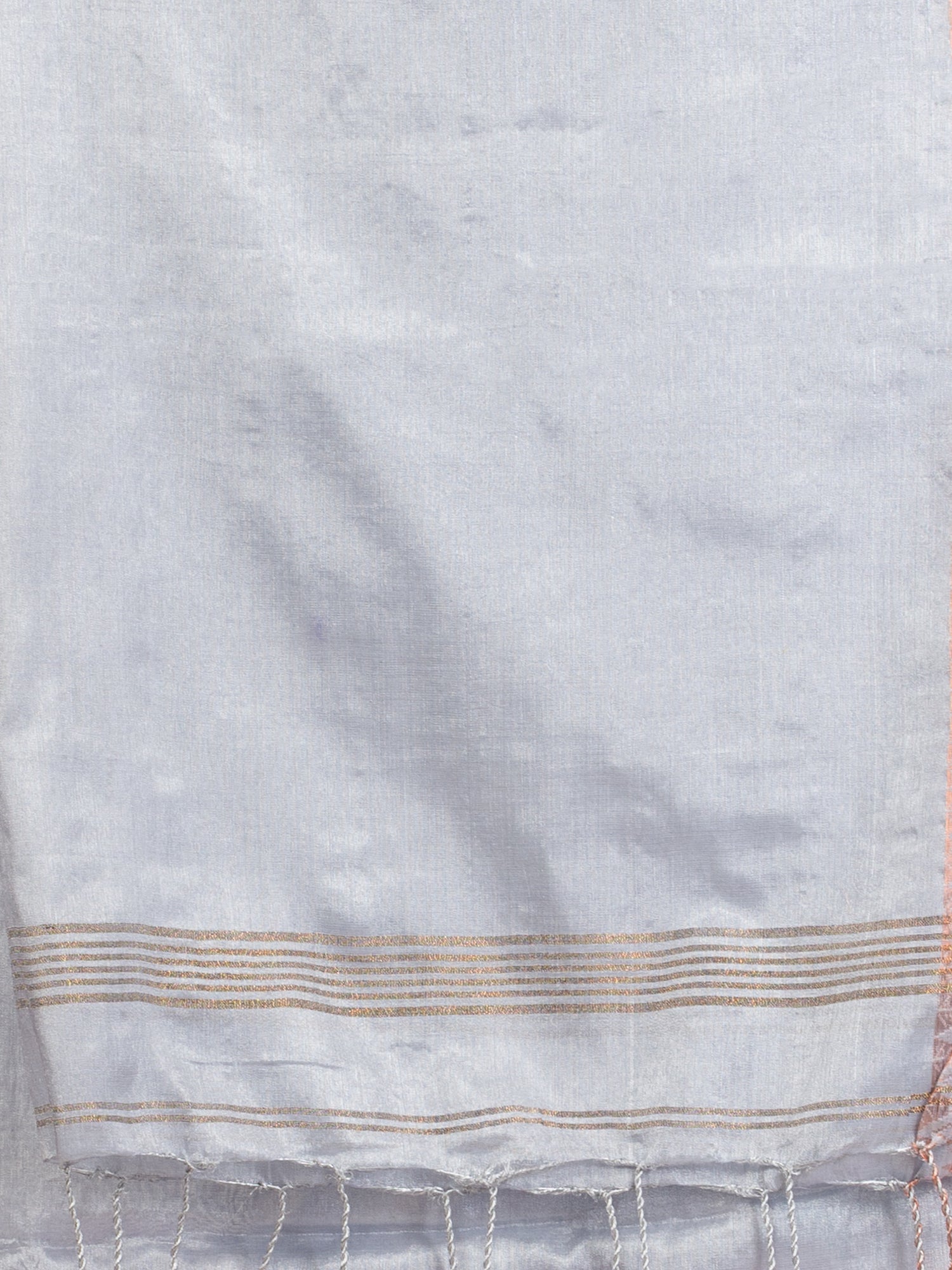Women's Silver Zari Cotton Tissue Jacquard Border handloom Saree - Angoshobha
