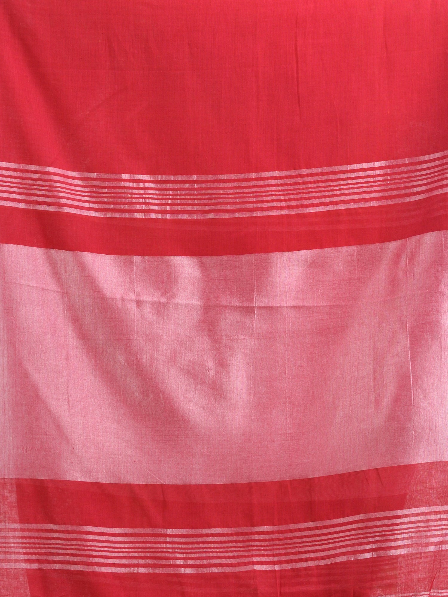Women's Red Cotton with zari pallu and zari border handloom Saree - Angoshobha