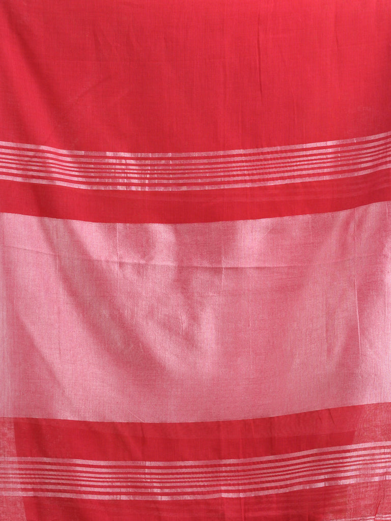 Women's Red Cotton with zari pallu and zari border handloom Saree