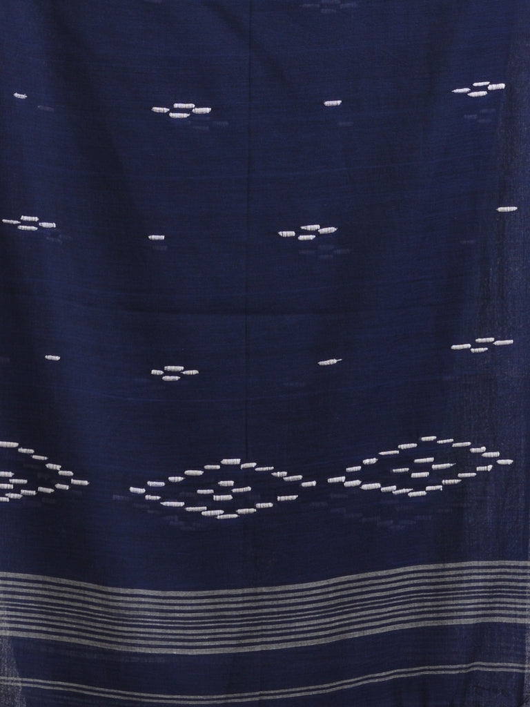 Women's Navy bule body buti Handloom Molmol Cotton Jamdani Saree