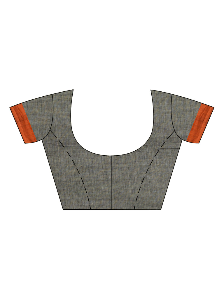Women's Grey cotton Jacquard jamdani saree