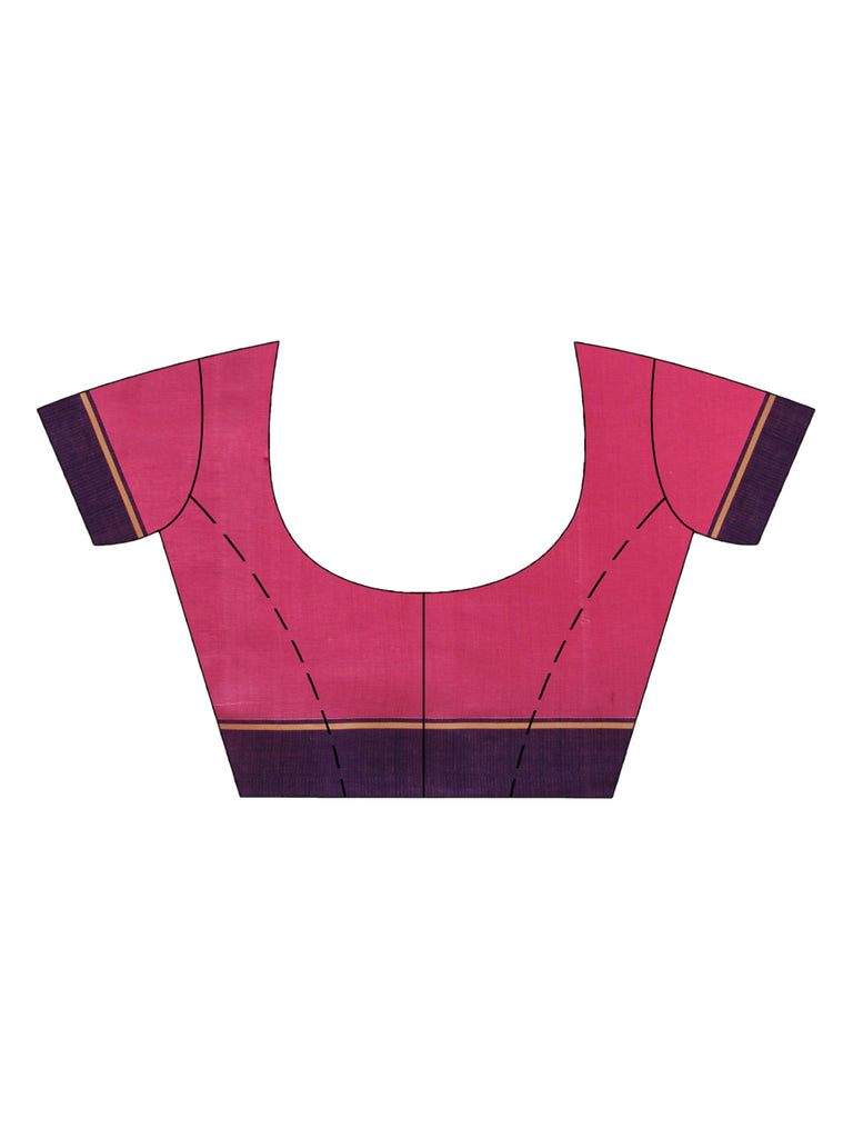 Women's Hot pink cotton handwoven jamdani saree