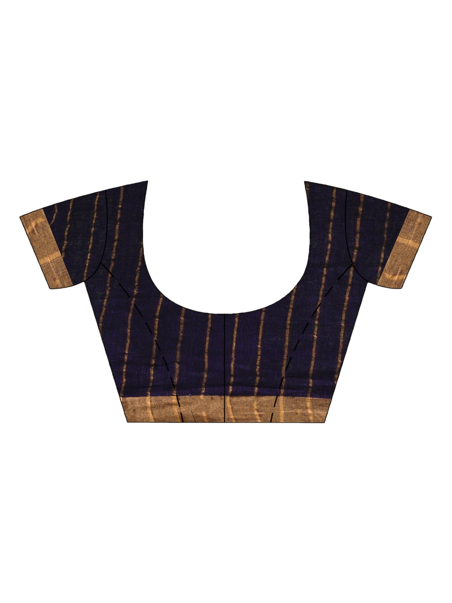 Women's Violet linen half check and huff solid body jamdani saree - Angoshobha