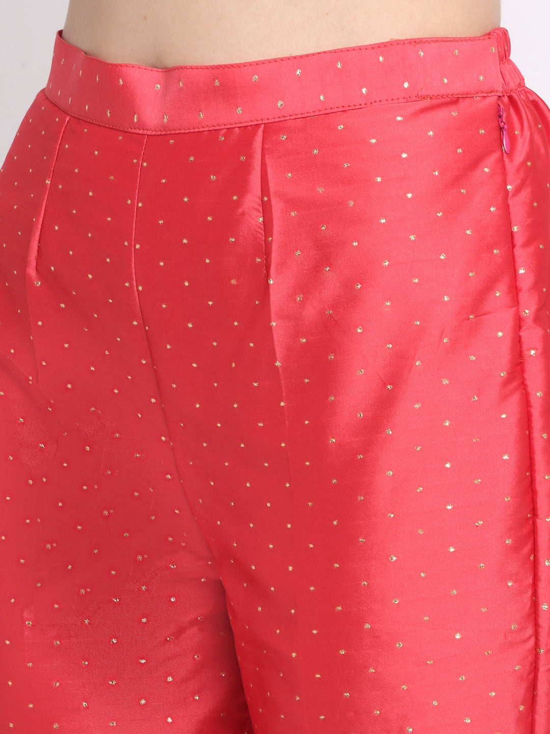 Women's Prism Pink Straight Kurti With Straight Pants And Net Emroidered Dupatta - Anokherang