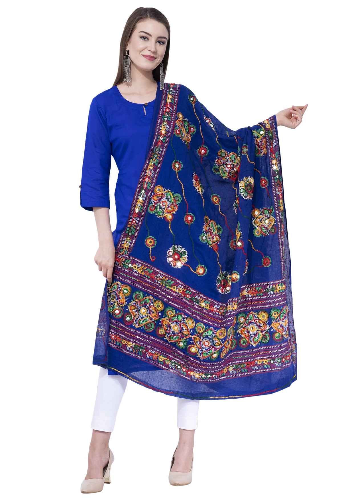 A R SILK Royal blue Color Gurjari cotton Dupattas