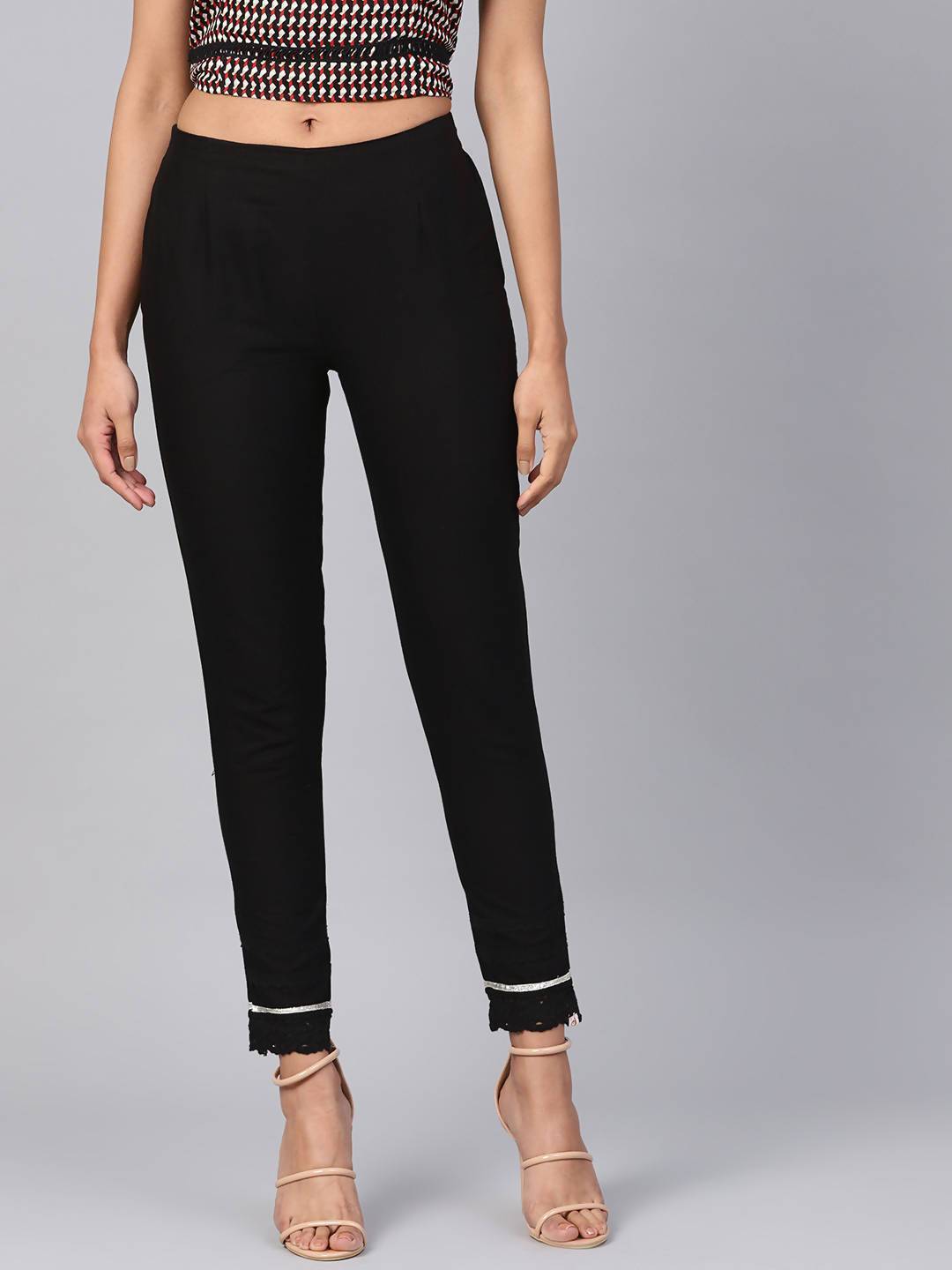 Buy_Women's_Black_Cotton_Solid_Straight_Pants_Online_Trendia