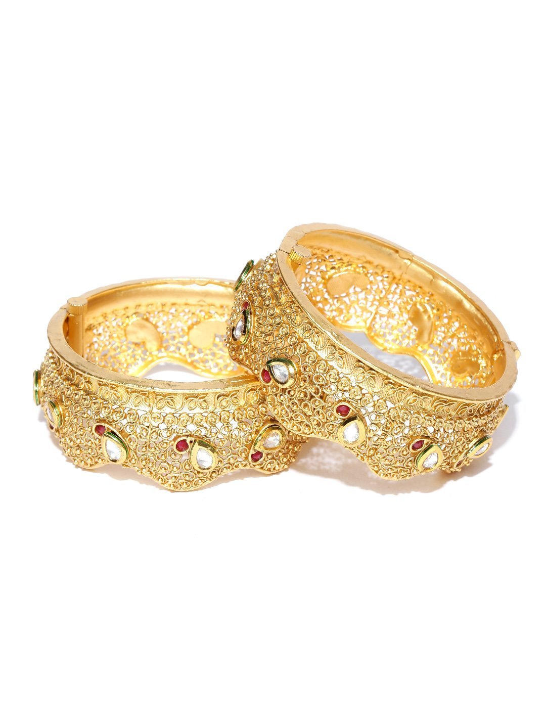 Women's Vintage Style Gold Plated Copper Kadaa Bangles - Priyaasi