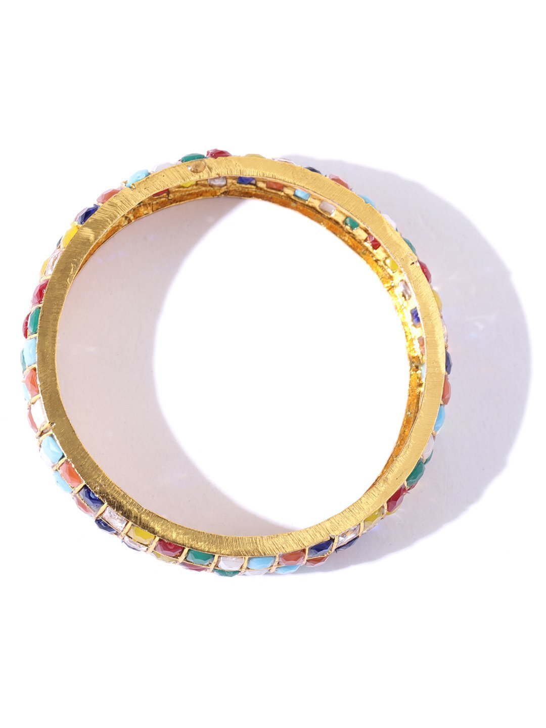 Women's Set of 2 Gold-Plated Multicolor Stone-Studded Bangles - Priyaasi