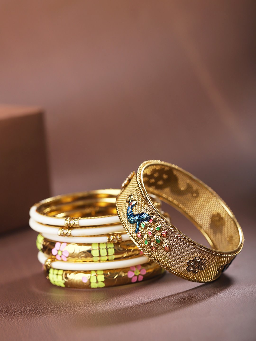 Buy Imprint Meenakari Gold Earrings 22 KT yellow gold (7.8 gm). | Online By  Giriraj Jewellers