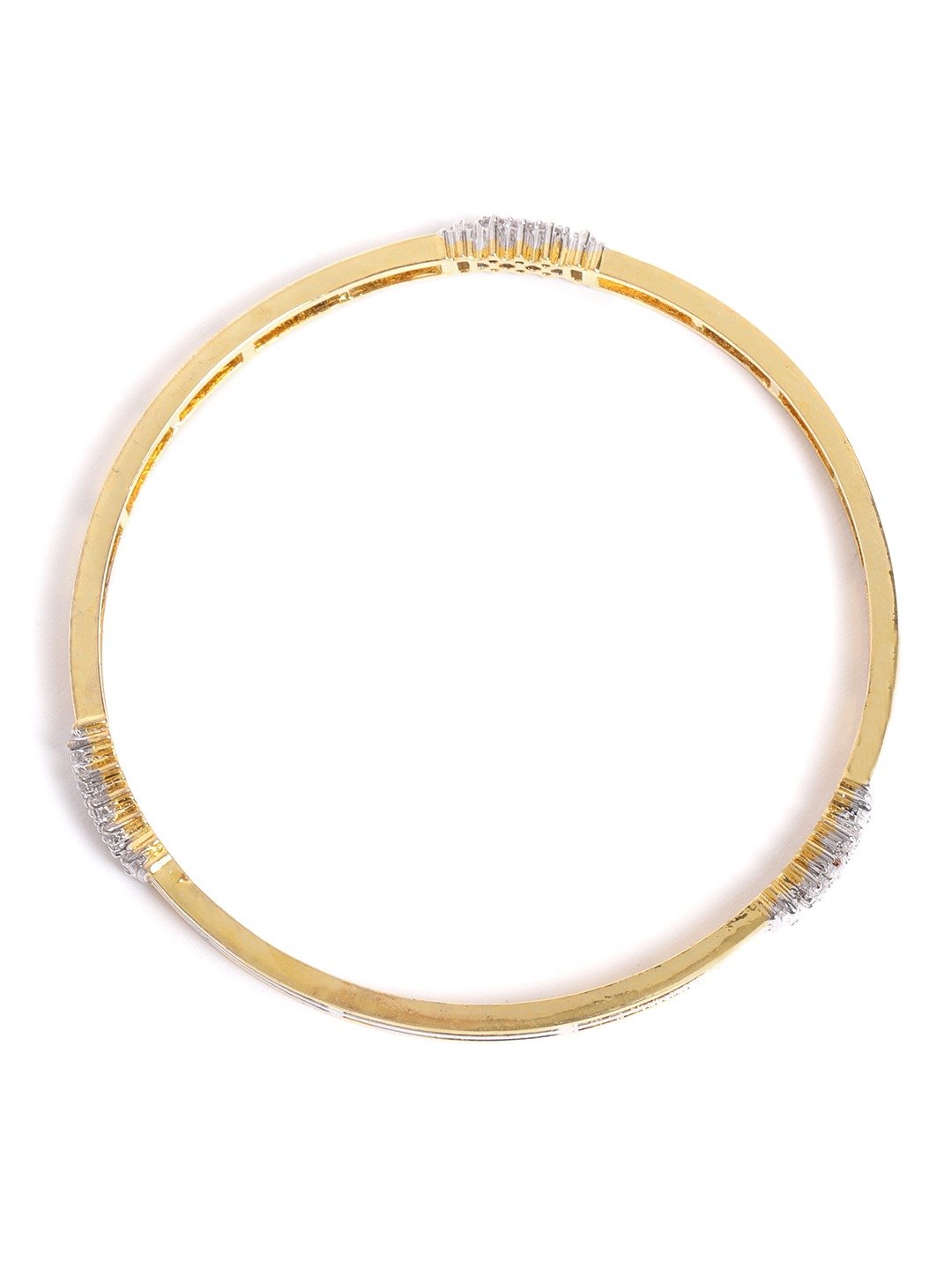 Women's Set of 2 Gold and Silver Plated American Diamond Studded Bangles - Priyaasi