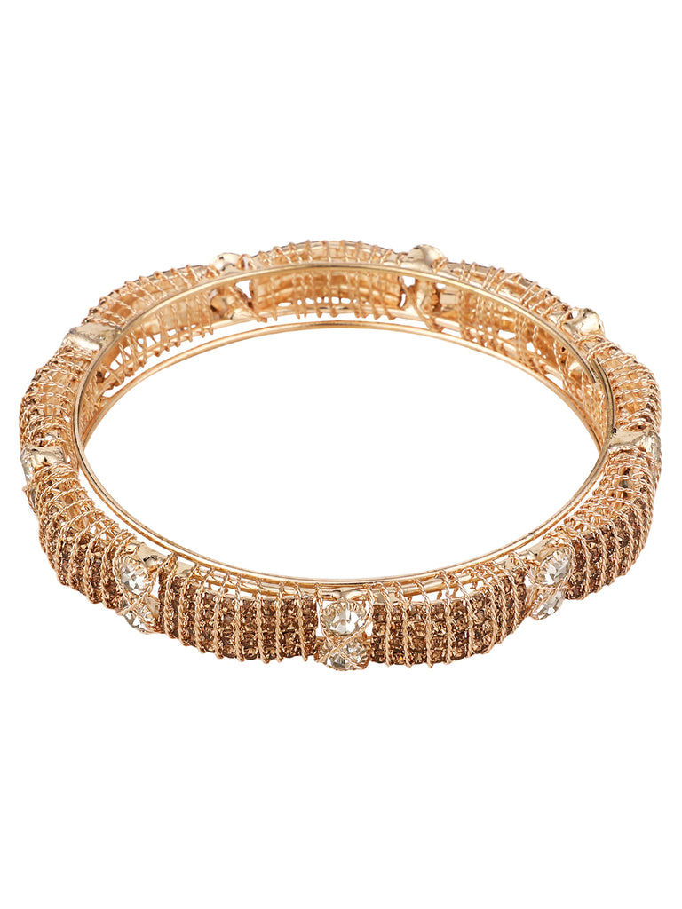 Women's/Girls Ethnic Heavy Gold Plated Stone Studded Bangle Set