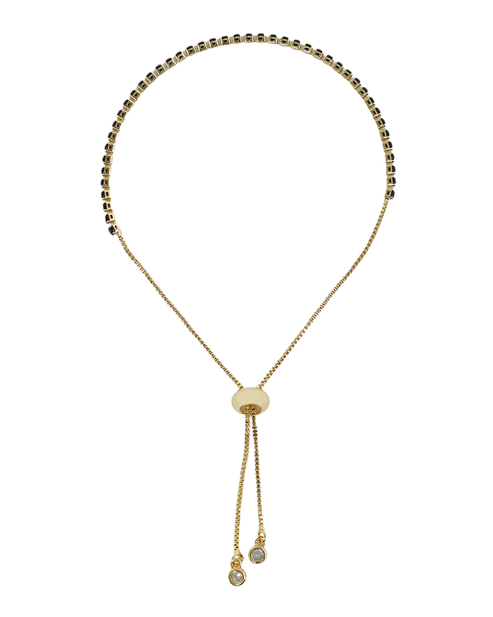 Women's Round Cut Clear Zircons Adorned Slip-On Style Brass Gold Plated Bracelet - Voylla