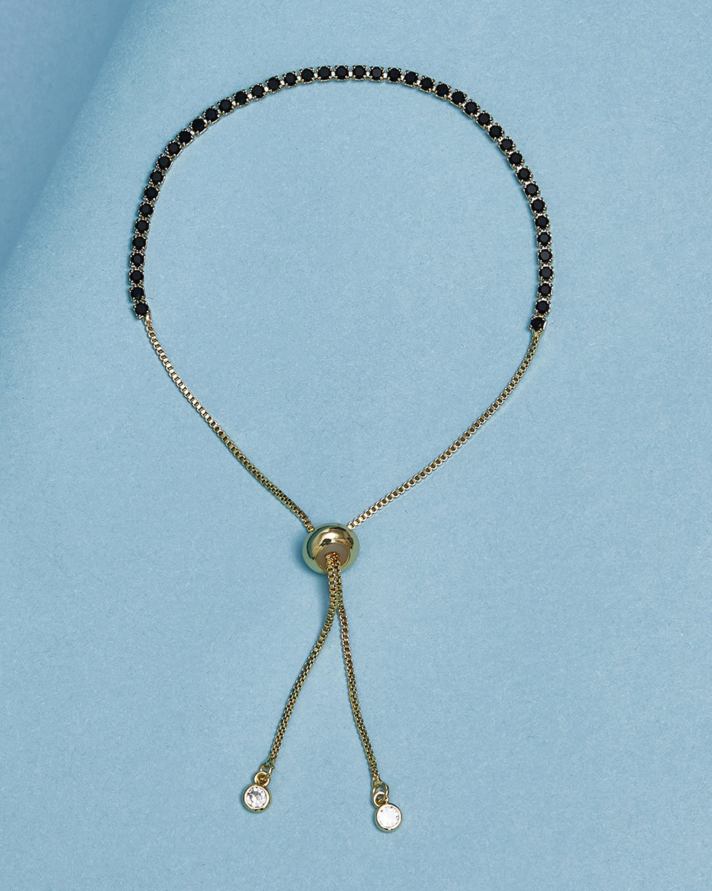 Women's Round Cut Clear Zircons Adorned Slip-On Style Brass Gold Plated Bracelet - Voylla