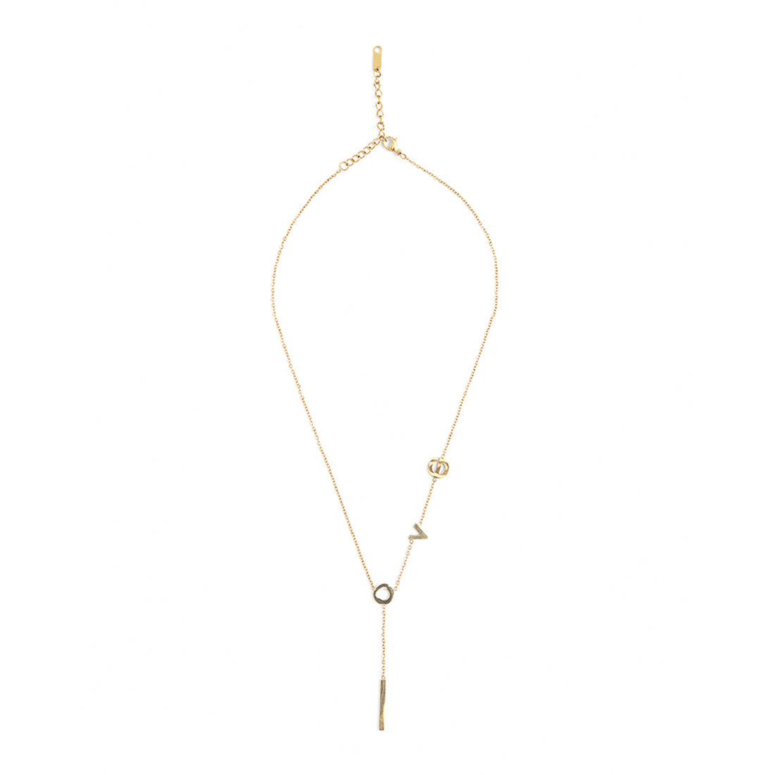 Women's Love In A Charm Lariat Gold Plated Necklace - Voylla